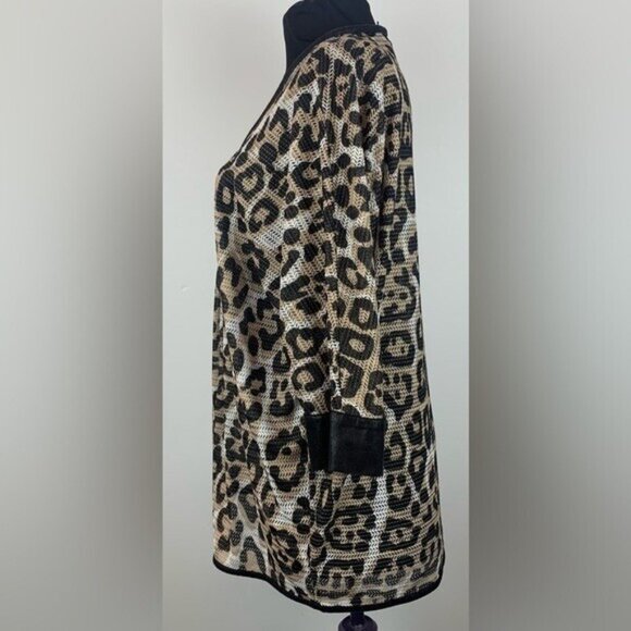 Mona Leah Couture Ladies Mesh Zippered Blouse Cardigan Animal Print Size Medium - Picture 5 of 12